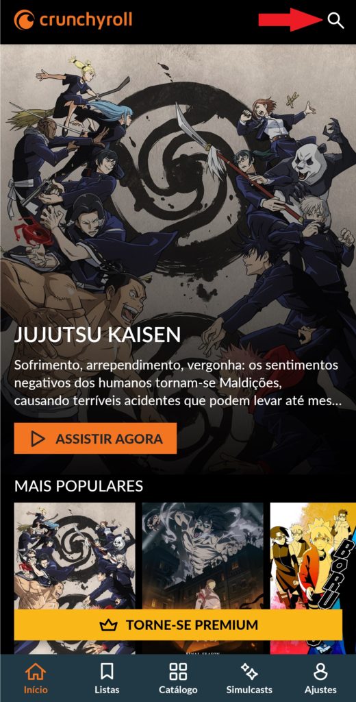 Página Inicial Crunchyroll Celular